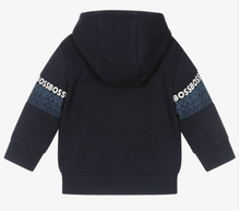 Load image into Gallery viewer, HUGO BOSS Boys Navy Blue Logo Zip-Up Top