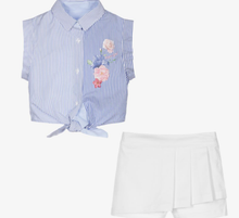 Load image into Gallery viewer, LAPIN HOUSE blue and white cotton shorts set