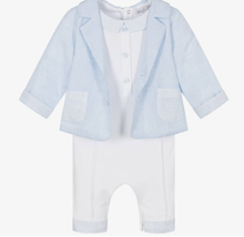 Load image into Gallery viewer, PATACHOU Boys Blue Cotton & Linen Romper