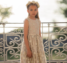 Load image into Gallery viewer, PATACHOU Girls Gold Floral Tulle Dress
