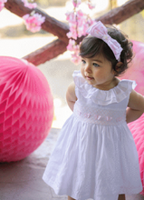 Load image into Gallery viewer, PATACHOU white smocked cotton dress