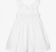 Load image into Gallery viewer, PATACHOU white smocked cotton dress
