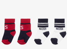 Load image into Gallery viewer, HUGO BOSS White & Red Socks (2 Pack)