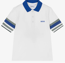 Load image into Gallery viewer, HUGO BOSS Boys White Cotton Piqué Logo Polo Shirt