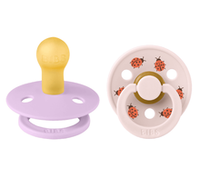 Load image into Gallery viewer, BIBS Pacifier Studio Colour 2 PACK Ladybug Latex size 1 Violet Sky Mix
