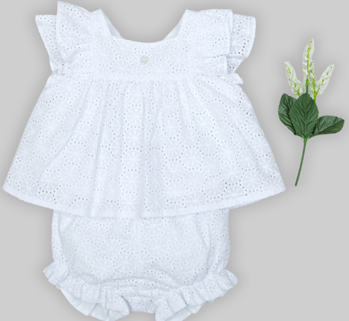 PATACHOU Baby Girls White Cotton Shorts Set