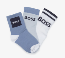 Load image into Gallery viewer, BOSSBoys Blue &amp; White Ankle Socks (3 Pack)
