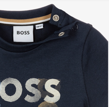 Load image into Gallery viewer, BOSS Boys Navy Blue Cotton Jersey Square Logo T-Shirt
