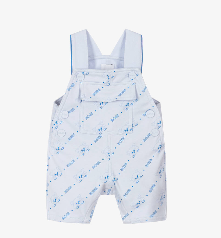 HUGO BOSS Baby Boys Blue Cotton Jersey Dungarees