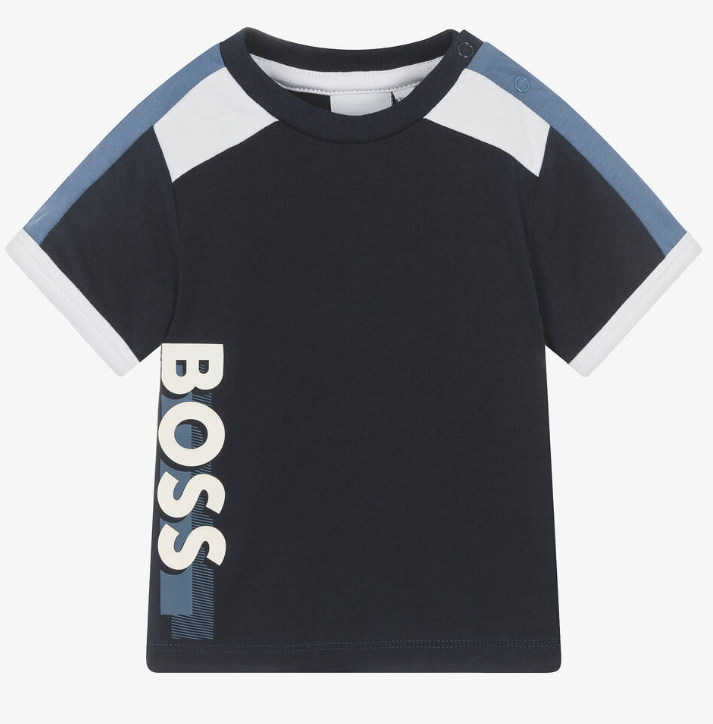 HUGO BOSS Baby Boys Navy Blue Cotton T-Shirt