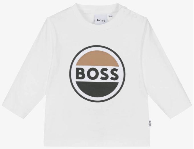 HUGO BOSS Boys White Cotton Top