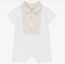 Load image into Gallery viewer, BOSS Baby Boys White &amp; Beige Cotton Polo Shortie
