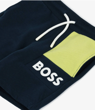 Load image into Gallery viewer, HUGO BOSS Boys Navy Blue Cotton Shorts With Green Pocket
