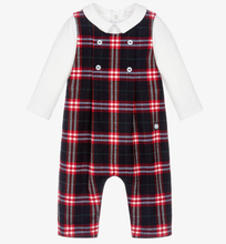 Load image into Gallery viewer, PATACHOU Baby Boys Navy Blue &amp; Red Tartan Check Romper
