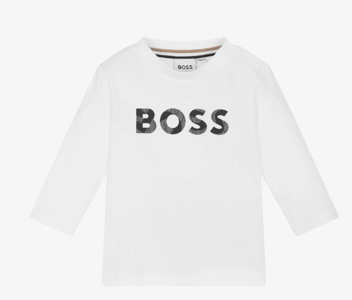 HUGO BOSS Boys White Cotton Top