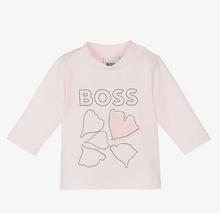 Load image into Gallery viewer, HUGO BOSS Girls Pink Cotton Ginkgo Leaf Top
