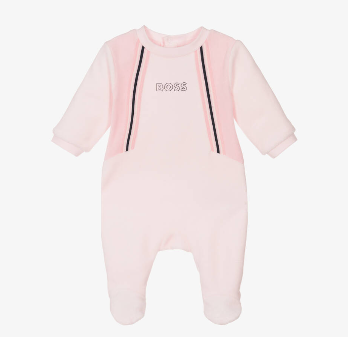 HUGO BOSS Girls Pink Velour Babygrow