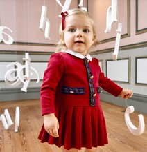 Load image into Gallery viewer, PATACHOU Girls Red Cotton Jersey Dress with Tartan Trims
