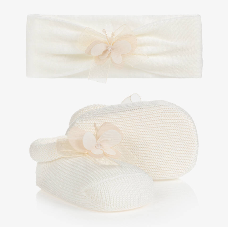 STORY LORIS Ivory Booties & Headband Set