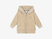 Load image into Gallery viewer, BOSS Boys Beige Cotton Zip-Up Hooded Top
