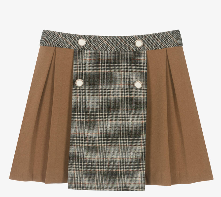 PATACHOU Girls Beige Crêpe Jersey Pleated Skirt