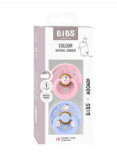 Load image into Gallery viewer, BIBS x Moomin Pacifier Colour 2 PACK Dreaming Latex Size 1 Baby Pink mix
