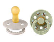 Load image into Gallery viewer, BIBS Pacifier Studio Colour 2 PACK Bumblebee Latex size 2 Mushroom Mix
