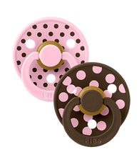 Load image into Gallery viewer, Bibs Studio Colour 2pack Polka Latex S1 Baby Pink/Mocha
