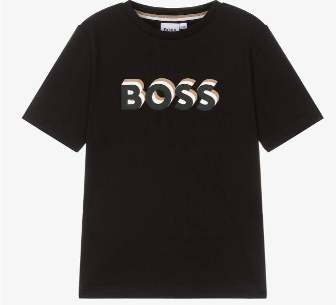 HUGO BOSS Teen Boys Black Cotton T-Shirt