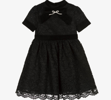 Load image into Gallery viewer, PATACHOU Girls Black Lace &amp; Velvet Dress
