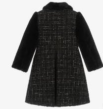 Load image into Gallery viewer, PATACHOU Girls Black Tweed &amp; Faux Fur Coat
