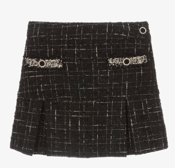 PATACHOU Girls Black Tweed Skirt