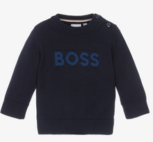 Load image into Gallery viewer, HUGO BOSS Boys Navy Blue Cotton Sweater
