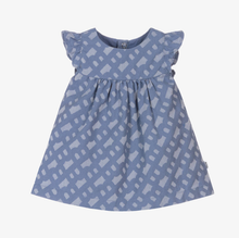 Load image into Gallery viewer, HUGO BOSS Baby Girls Blue Monogram Cotton Dress
