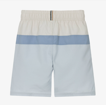 Load image into Gallery viewer, BOSS Boys Blue &amp; Ivory Colourblock Swim Shorts
