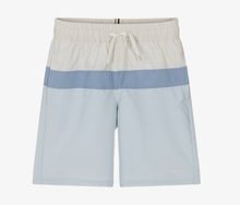 Load image into Gallery viewer, BOSS Boys Blue &amp; Ivory Colourblock Swim Shorts
