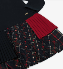 Load image into Gallery viewer, PATACHOU Girls Navy Blue Jersey &amp; Tartan Dress
