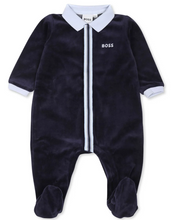 Load image into Gallery viewer, HUGO BOSS logo embroidered striped babygrow
