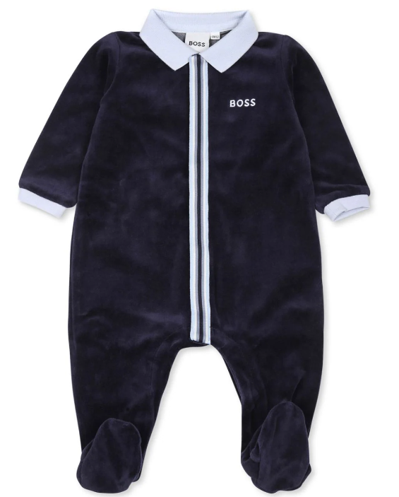 HUGO BOSS logo embroidered striped babygrow