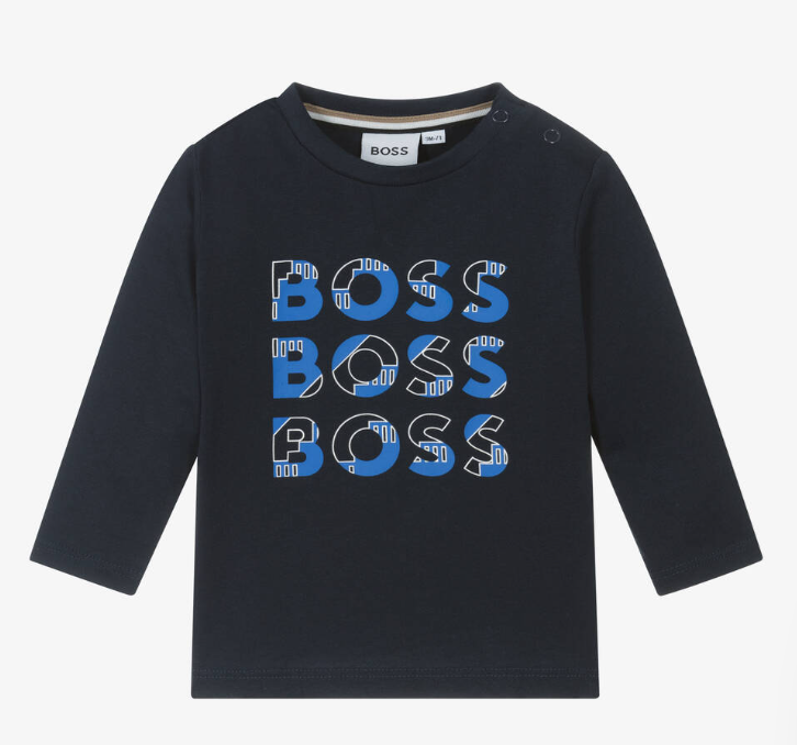 HUGO BOSS Boys Blue Cotton Top