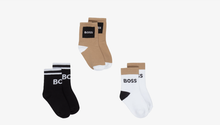 Load image into Gallery viewer, BOSS Boys Black &amp; Beige Ankle Socks (3 Pack)
