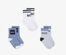 Load image into Gallery viewer, BOSSBoys Blue &amp; White Ankle Socks (3 Pack)
