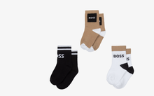 Load image into Gallery viewer, BOSS Boys Black &amp; Beige Ankle Socks (3 Pack)
