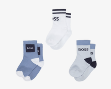 Load image into Gallery viewer, BOSSBoys Blue &amp; White Ankle Socks (3 Pack)
