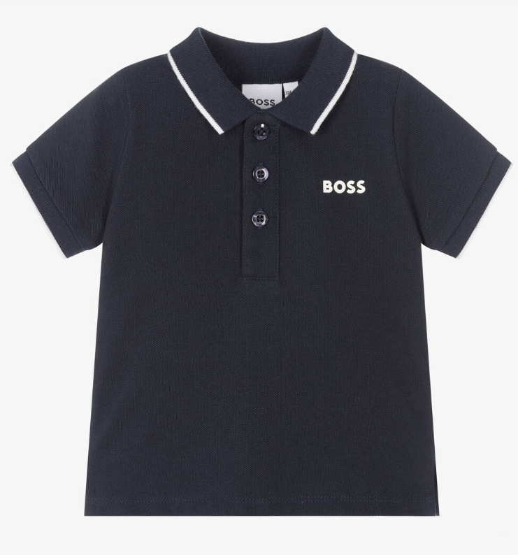 HUGO BOSS Boys Blue Cotton Polo Shirt
