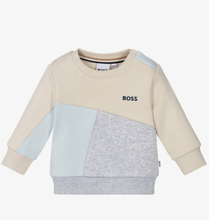 Load image into Gallery viewer, HUGO BOSS Baby Boys Ivory &amp; Grey Colourblock Cotton Sweatshirt
