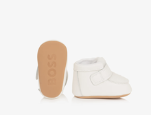 Load image into Gallery viewer, BOSS Baby Boys Ivory Leather &amp; Sherpa First Shoes
