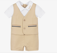 Load image into Gallery viewer, BOSS Baby Boys Beige Cotton Waistcoat Suit Shortie
