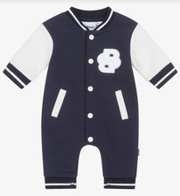 Load image into Gallery viewer, HUGO BOSS Baby Boys Navy Blue Cotton Varsity Romper

