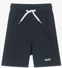 Load image into Gallery viewer, HUGO BOSS Boys Navy Blue Cotton Jersey Shorts
